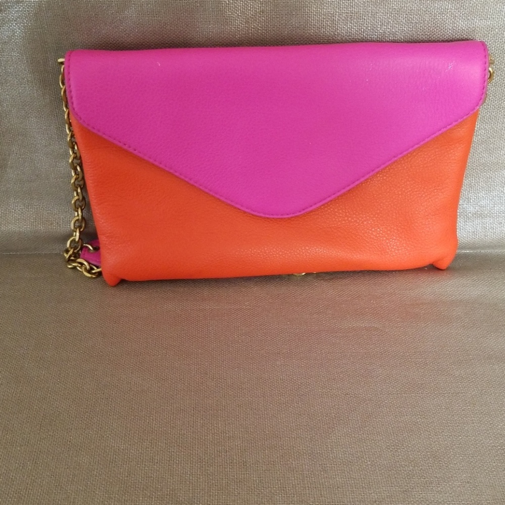 Pink and Orange Colorblock Envelope Crossbody Bag